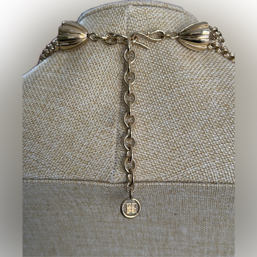 Givenchy Paris New York Vintage Multi Strand Gold-Plated and Rhinestone Necklace - Picture 9 of 17